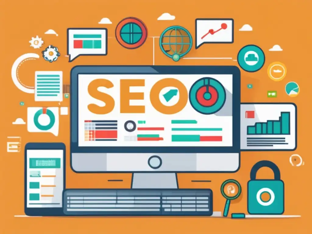 Ilustración minimalista de SEO para marketing de afiliados Ilustración minimalista y moderna que representa estrategias de SEO para el marketing de afiliados
