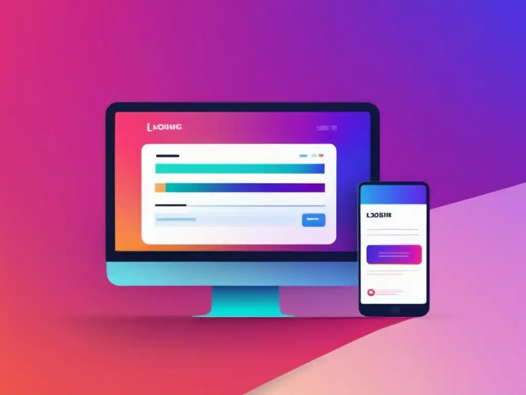 Diseño web: velocidad, experiencia y enlaces Ilustración minimalista y moderna de una pantalla dividida en dos