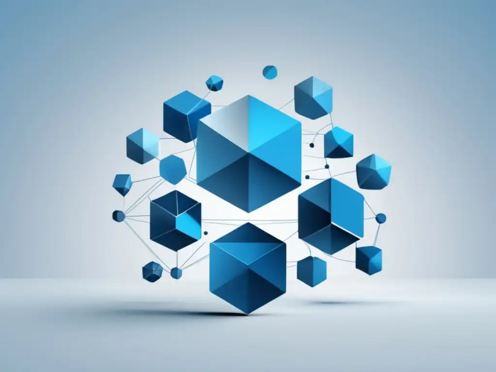 Geometrías azules: éxito en marketing de afiliados Éxito en el marketing de afiliados: Imagen detallada en 8K con formas geométricas azules interconectadas y líneas de ingresos