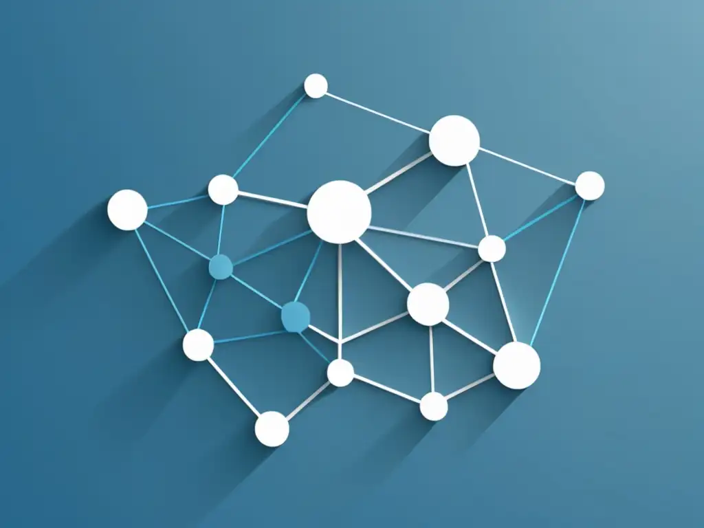 Diseño moderno de conexiones afiliadas Programa de afiliados de SiteGround: diseño moderno y minimalista que representa una red de nodos interconectados en tonos azules y grises