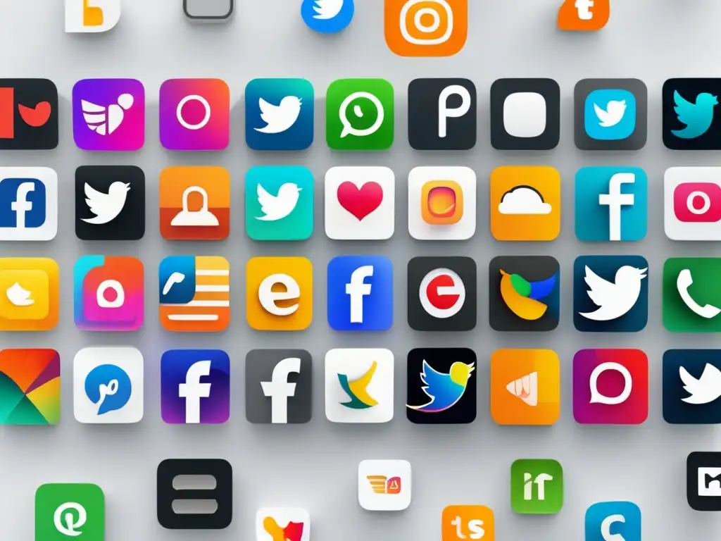 Iconos vibrantes de redes sociales Tendencias en marketing de afiliados: imagen moderna de iconos coloridos de redes sociales en un fondo blanco minimalista