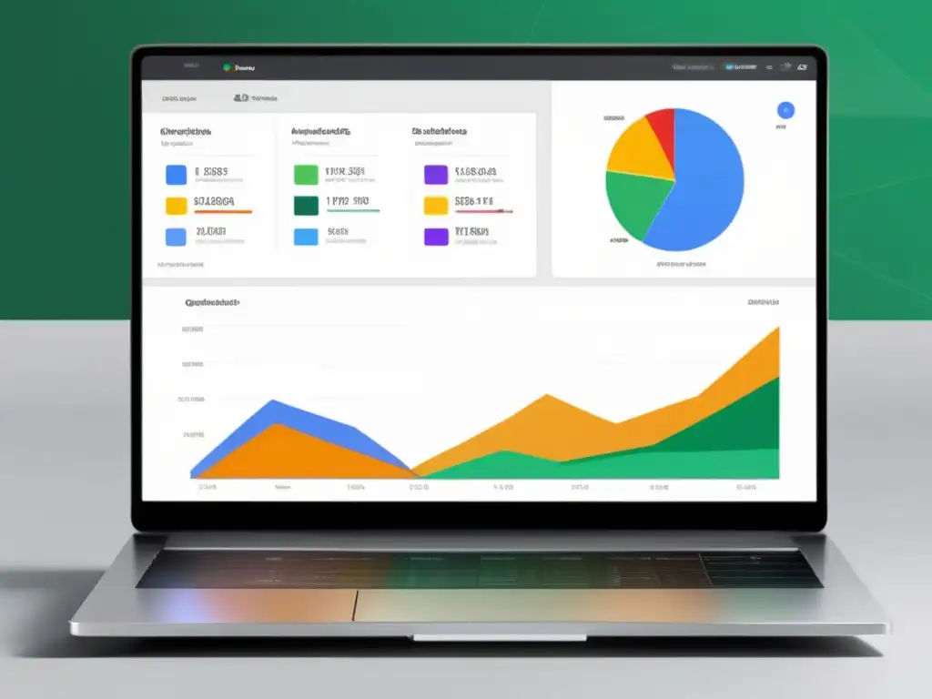 Laptop con Google Analytics y Optimizely Laptop blanco con dashboard de Google Analytics, Optimizely y Crazy Egg para estrategias de optimización de conversiones en marketing afiliado