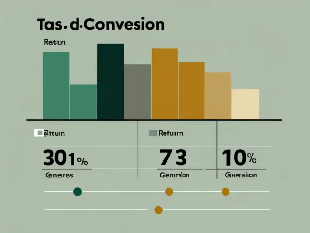Gráfico de barras de conversión, ingresos generados y ROI Gráfico minimalista de barras: tasa de conversión, ingresos generados y retorno de inversión (ROI)