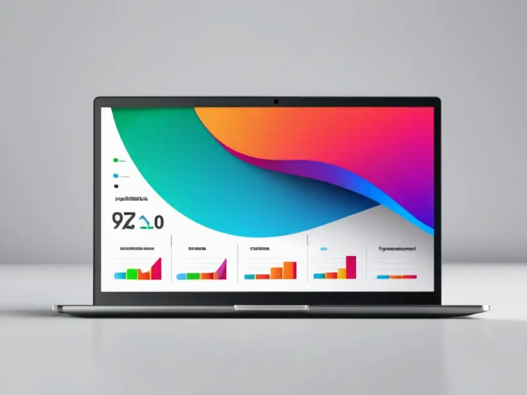 Laptop moderno con gráfico de conversión exitoso Casos de éxito en optimización de conversiones en marketing de afiliados