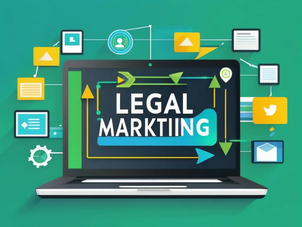 Laptop moderno con diagrama legal Laptop negro con pantalla de alta resolución mostrando diagrama de flujo de leyes y regulaciones del marketing de afiliados