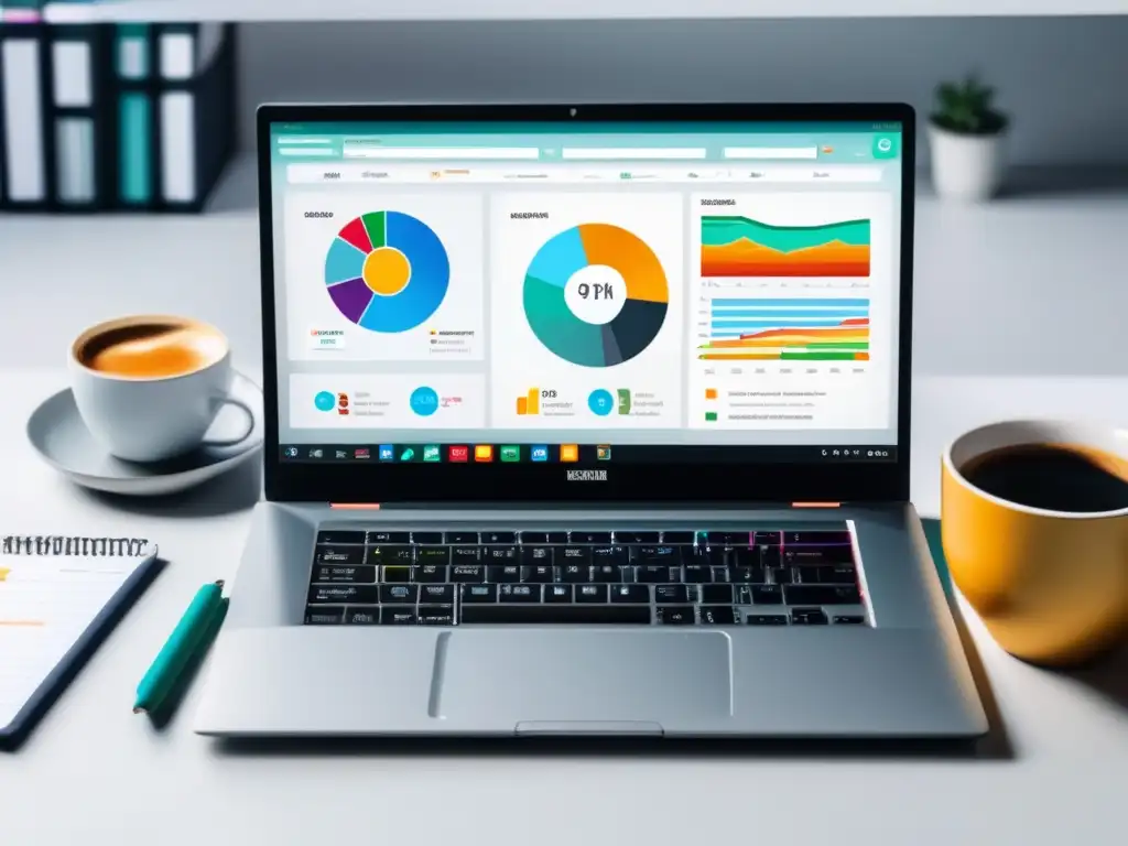 Herramientas de marketing de afiliados Laptop minimalista 8k con pantalla vibrante y herramientas efectivas para el marketing de afiliados