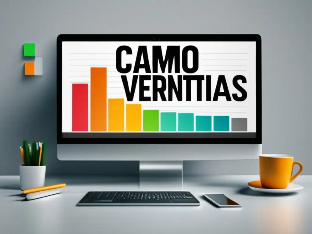 Laptop profesional con gráfica vibrante Laptop con gráfico de barras: estrategias de contenido para ventas en marketing de afiliados