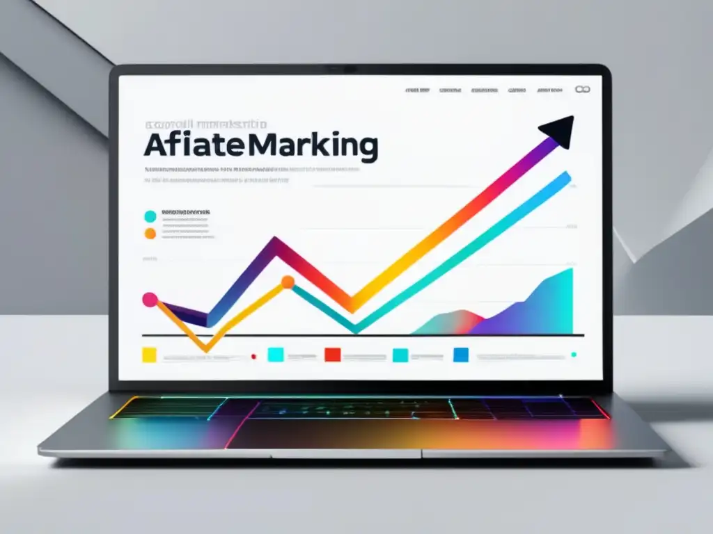 Laptop plateado muestra gráfica de éxito de marketing de afiliados Estrategias para marketing de afiliados: gráfico cautivador de crecimiento y elementos clave