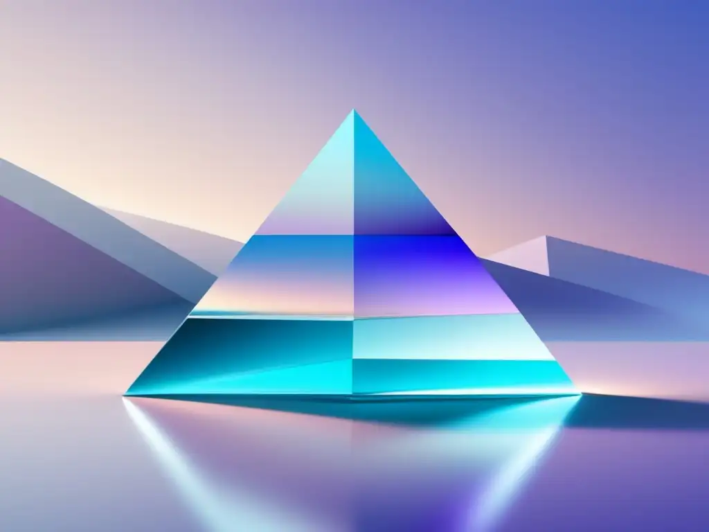 Diseño minimalista y moderno Tendencias en el marketing de afiliados: Diseño minimalista y moderno con una pirámide tridimensional de vidrio transparente