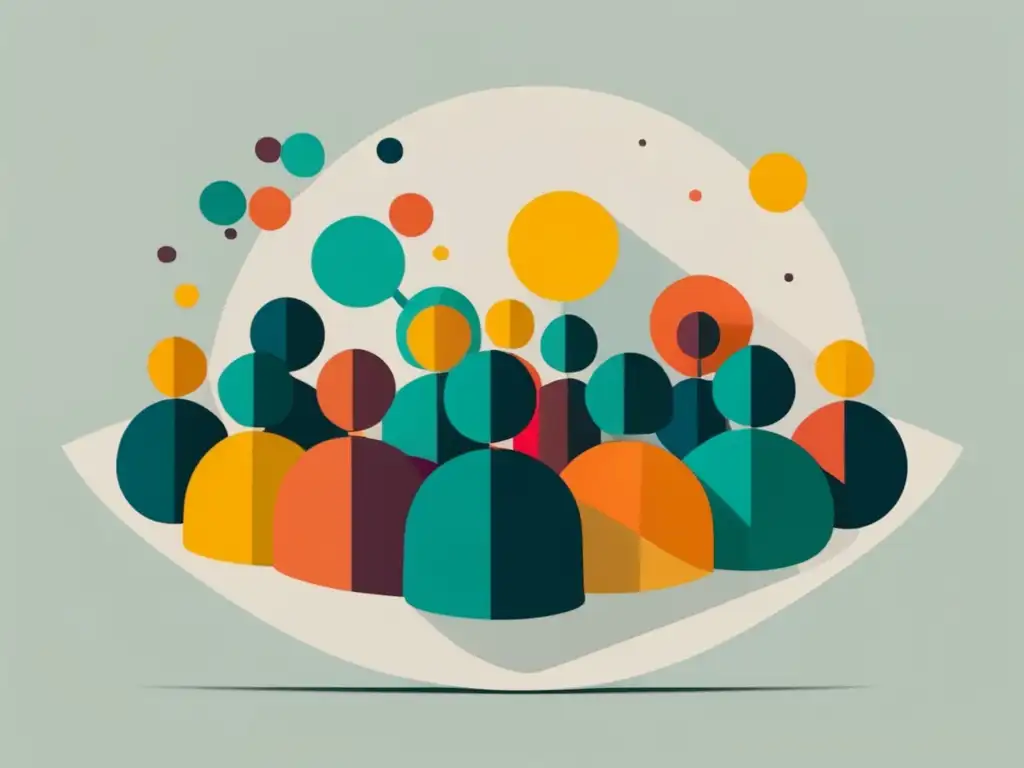 Audiencia diversa y diseño minimalista Diseño minimalista y moderno que muestra diversidad en la audiencia objetivo y la importancia de estrategias de contenido en el marketing de afiliados