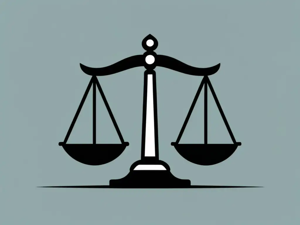 Escalas de equilibrio para el cumplimiento legal en marketing de afiliados Leyes y regulaciones para afiliados: balanza moderna y minimalista que simboliza el cumplimiento legal