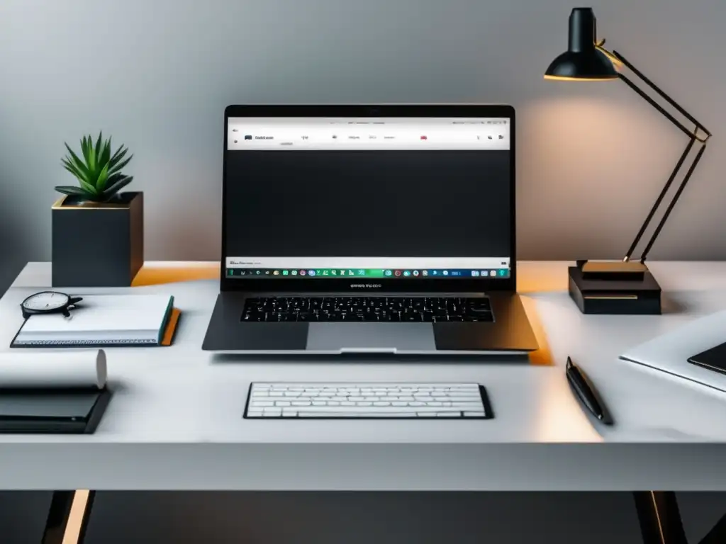 Espacio de trabajo elegante con herramientas de productividad para afiliados en el marketing de afiliados