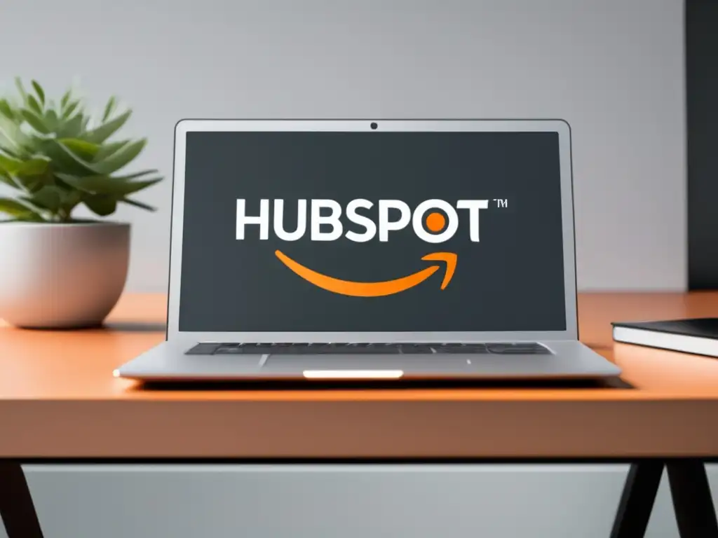 Laptop HubSpot: Programa afiliado Laptop moderno con el logo de HubSpot y programa de afiliados
