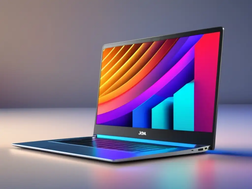 Laptop moderno con pantalla de gráfica vibrante Laptop moderno con diseño minimalista