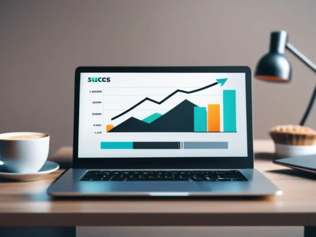 Éxito en el marketing de afiliados Ilustración de una laptop con gráfico de crecimiento, representando estrategias de marketing de afiliados