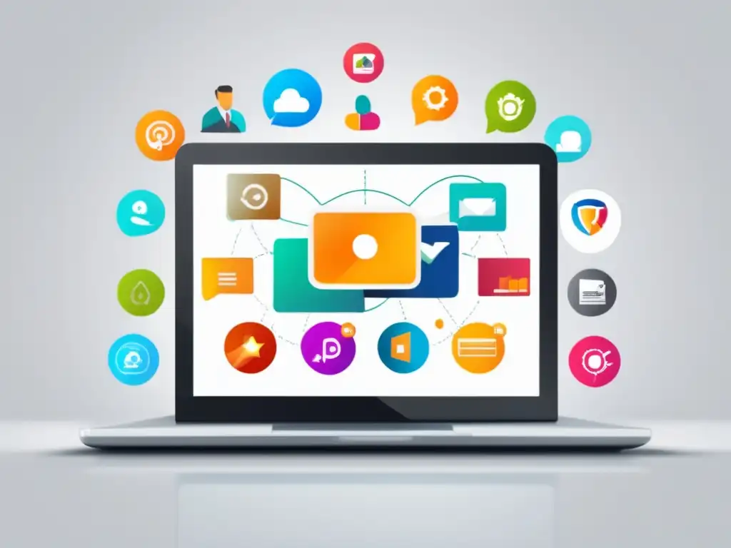 Laptop de marketing de afiliados avanzado Laptop moderno con estrategias avanzadas para aumentar ingresos en marketing de afiliados