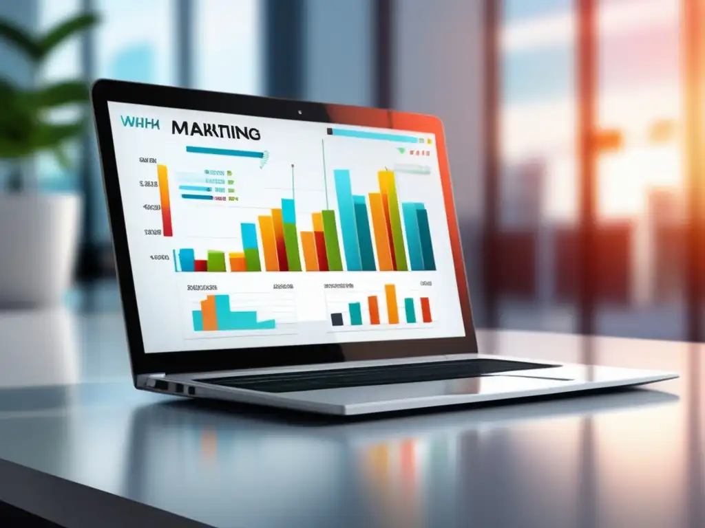 Laptop blanco con gráficos de marketing de afiliados Laptop blanco con gráficos de marketing de afiliados, estrategias para maximizar ingresos
