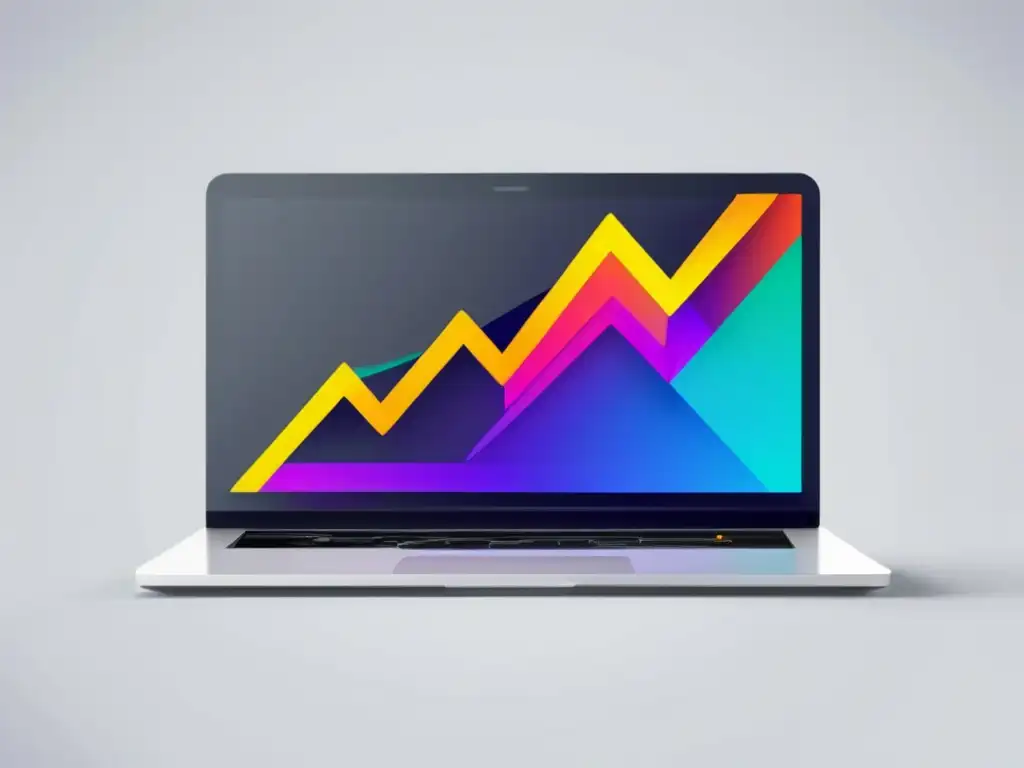 Crecimiento impactante del marketing de afiliados Tendencias en el marketing de afiliados: laptop moderno con pantalla vibrante mostrando gráfico colorido de crecimiento