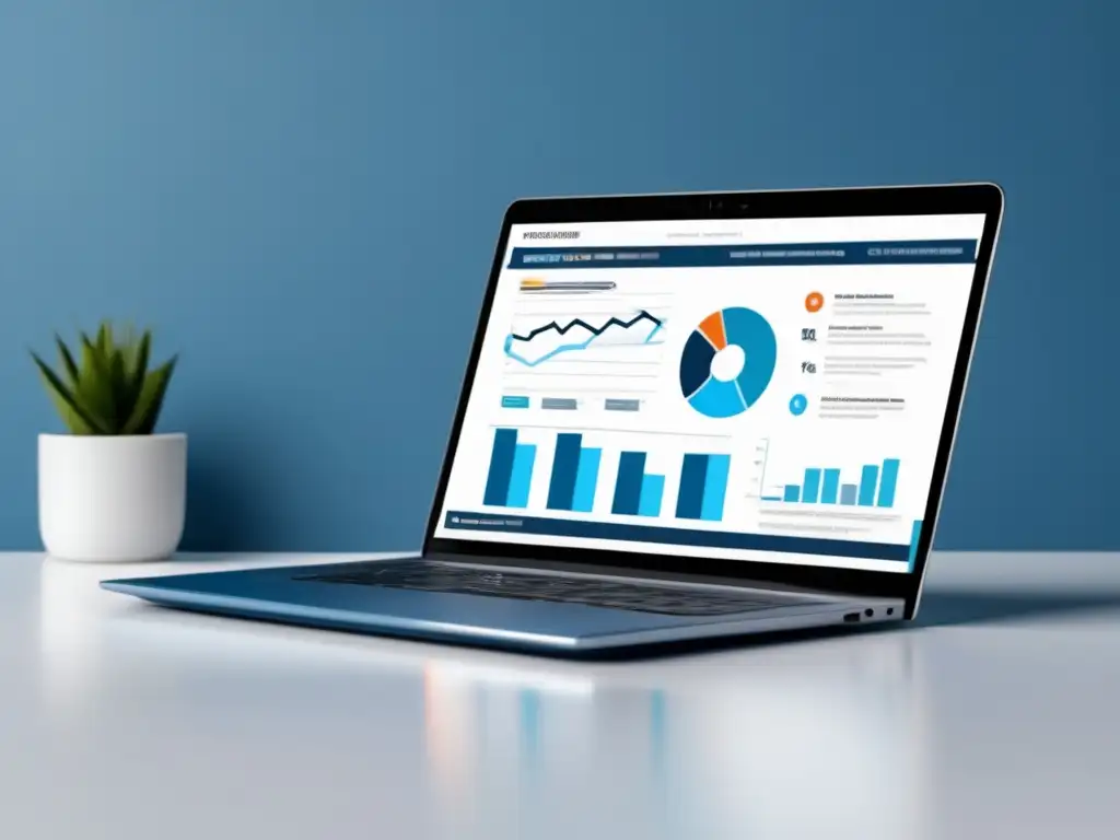 Laptop moderno con infografía de estrategias de marketing de afiliados Laptop moderno con infografía de estrategias de contenido para marketing de afiliados