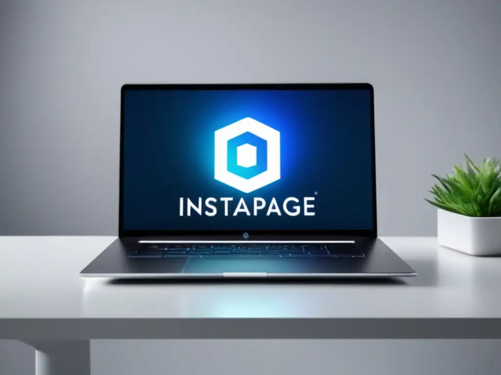 Laptop moderno con logo Instapage Laptop minimalista con logo Instapage, estrategias de marketing de afiliados
