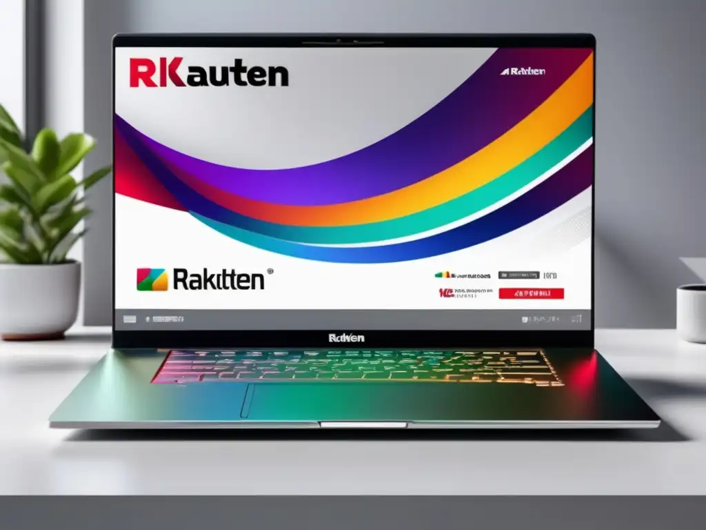 Laptop elegante con programa de afiliados Rakuten Imagen 8k del programa de afiliados de Rakuten en un elegante y minimalista portátil