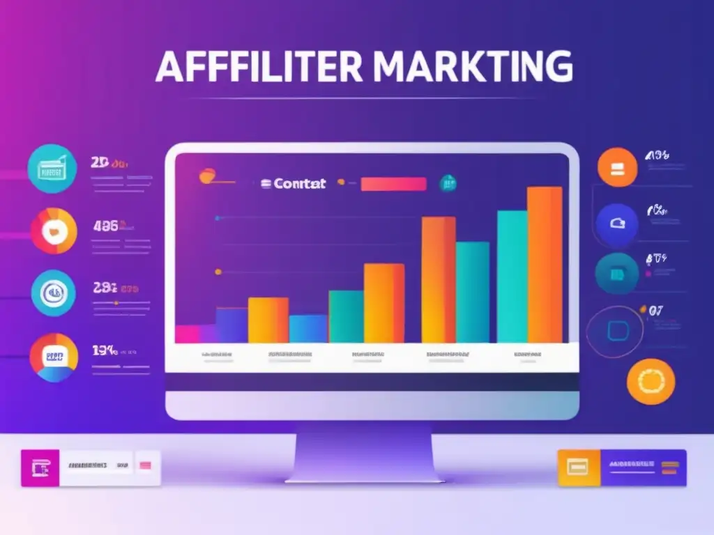 Ilustración minimalista de métricas de afiliación Métricas clave para maximizar ingresos en marketing de afiliados