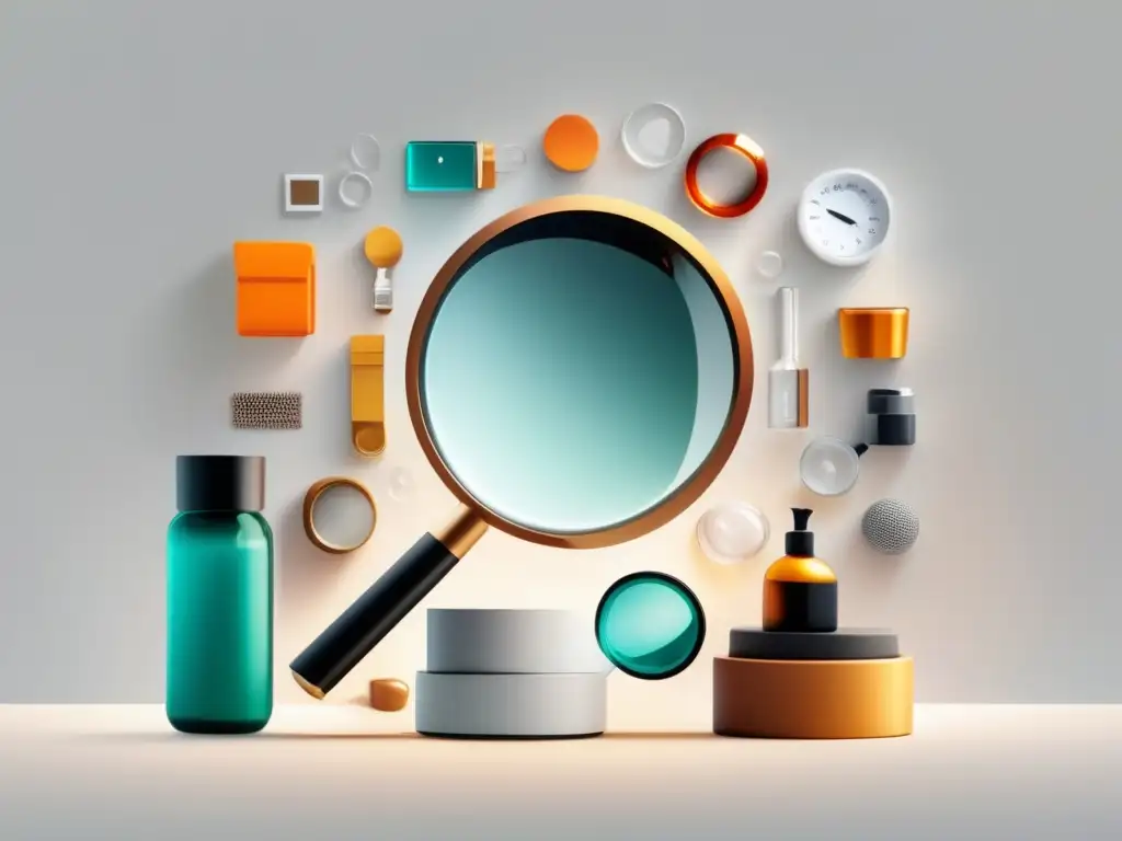 Diseño minimalista y moderno con lupa y productos Diseño minimalista y moderno: ética en el marketing de afiliados