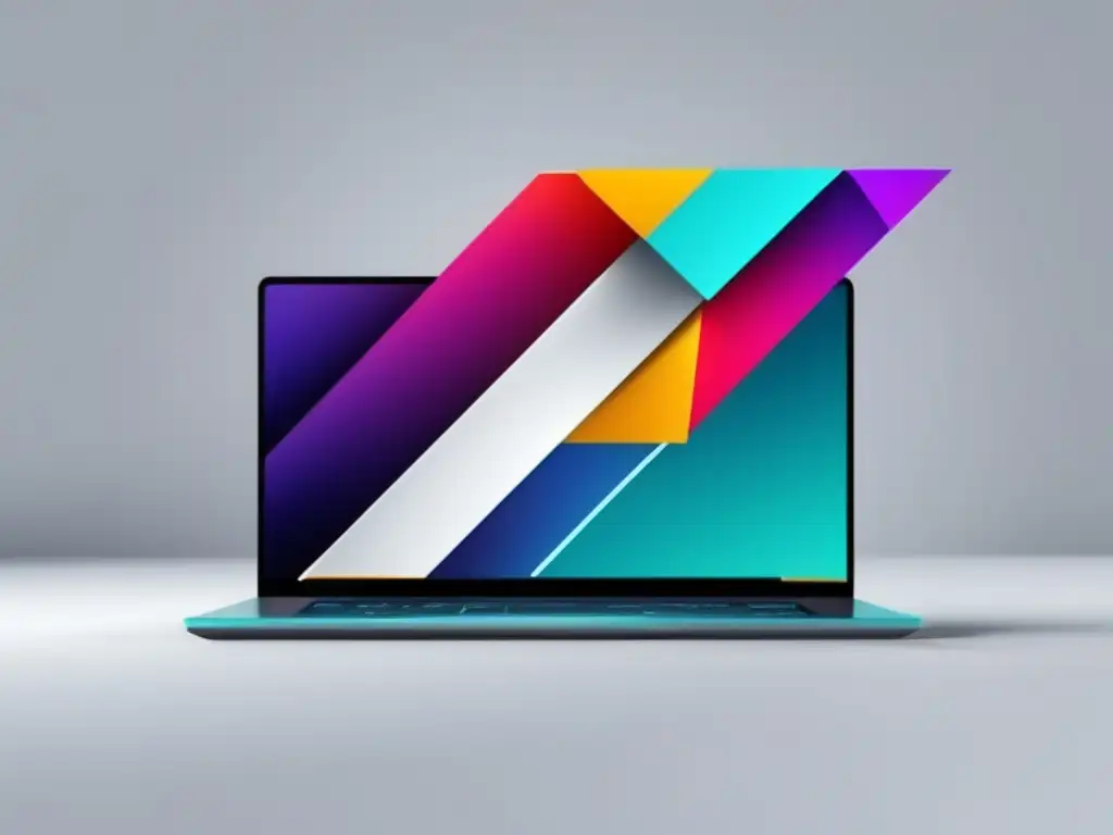 Laptop moderno con diseño minimalista Imagen de herramientas de marketing de afiliados en laptop moderno con diseño minimalista y vibrantes colores