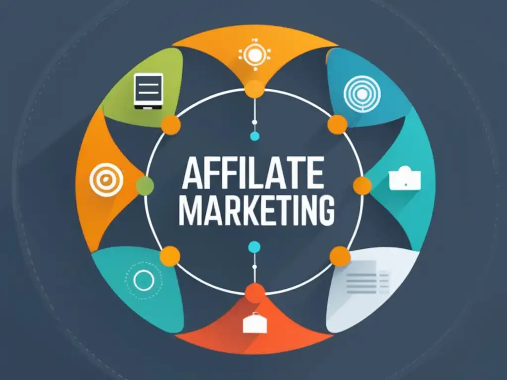 Gráfico minimalista de marketing de afiliados Representación gráfica minimalista de la estrategia de marketing de afiliados desde cero