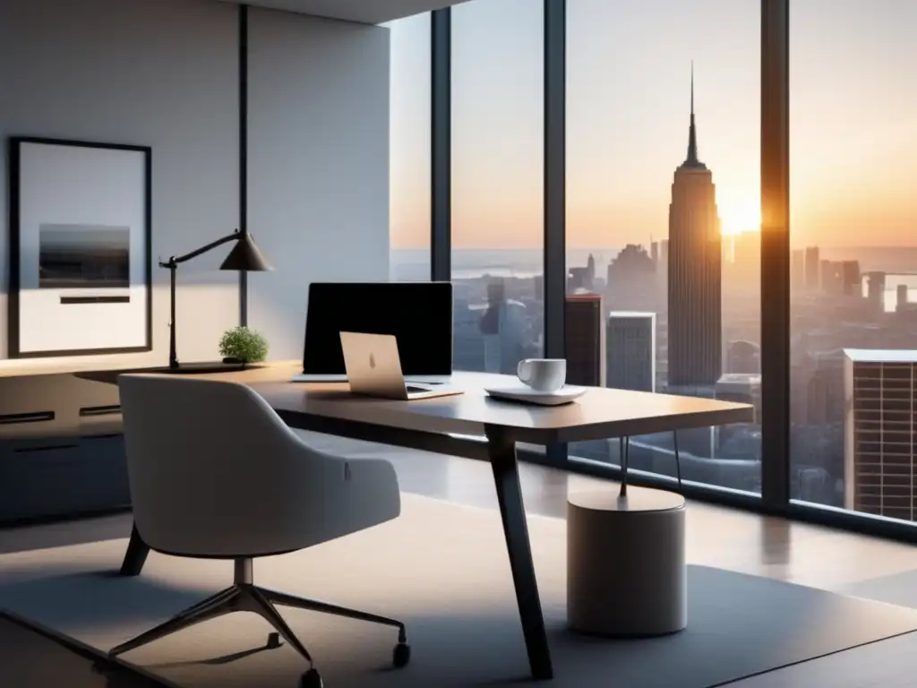 Oficina minimalista con vista a la ciudad Oficina moderna y minimalista con vistas a la ciudad - Legislación sobre marketing de afiliados