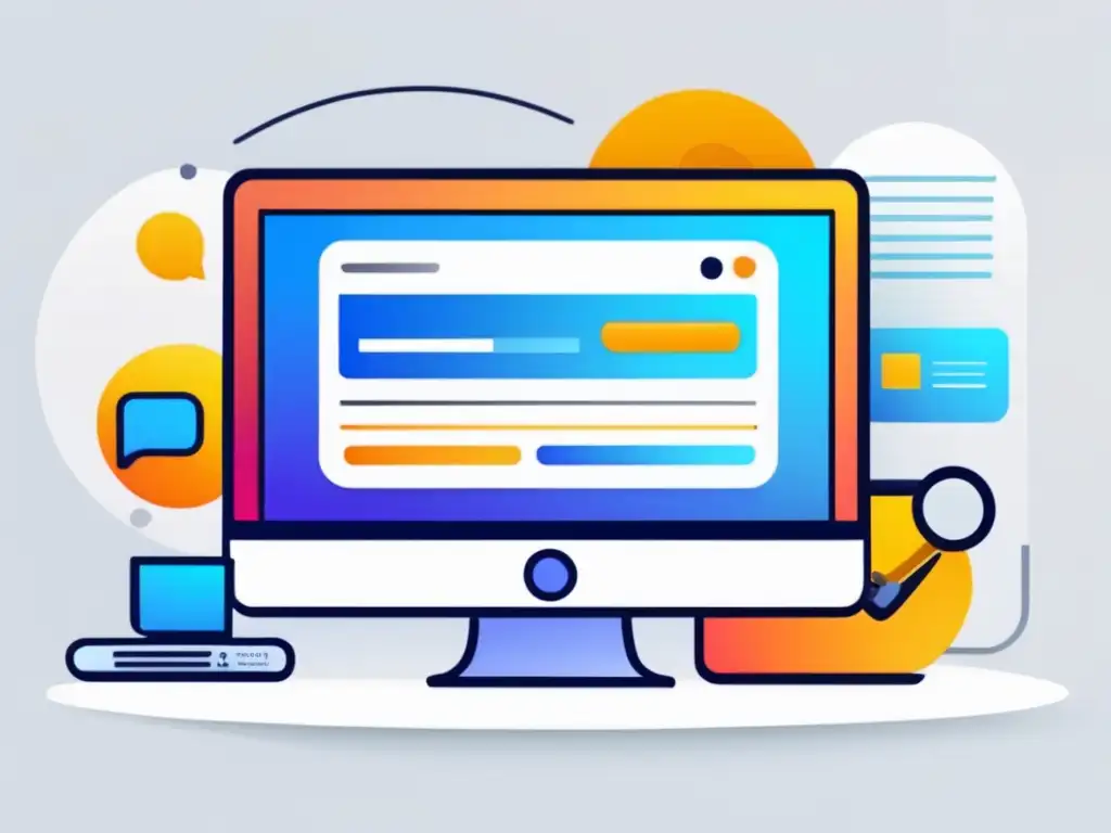 Interfaz web con herramientas de optimización de conversiones Ilustración minimalista de una interfaz web con herramientas de optimización de conversión