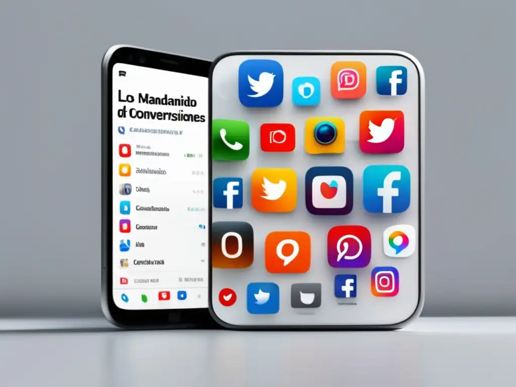 Smartphone con app de redes sociales Smartphone blanco muestra una interfaz de app de redes sociales con contenido interactivo, optimizando conversiones en marketing de afiliados