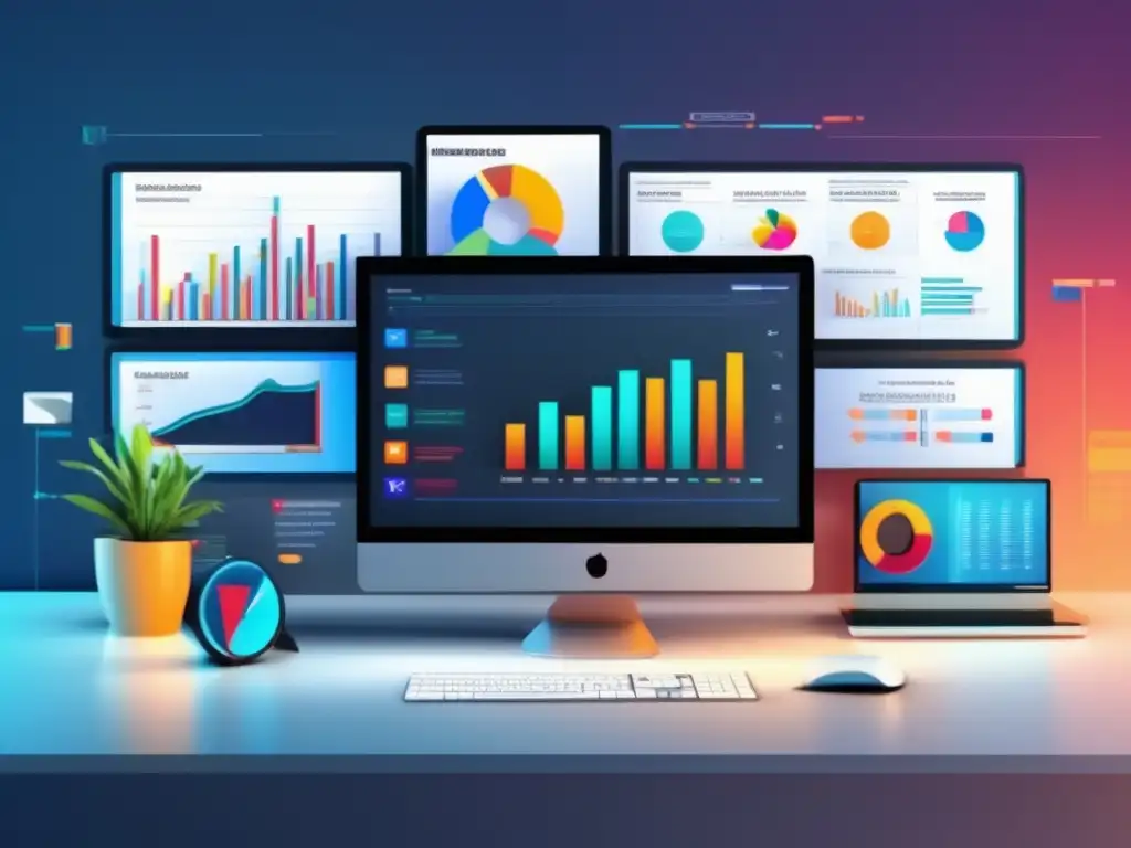Espacio de trabajo organizado y moderno Imagen 8K con diseño moderno y profesional para casos de éxito en marketing de afiliados