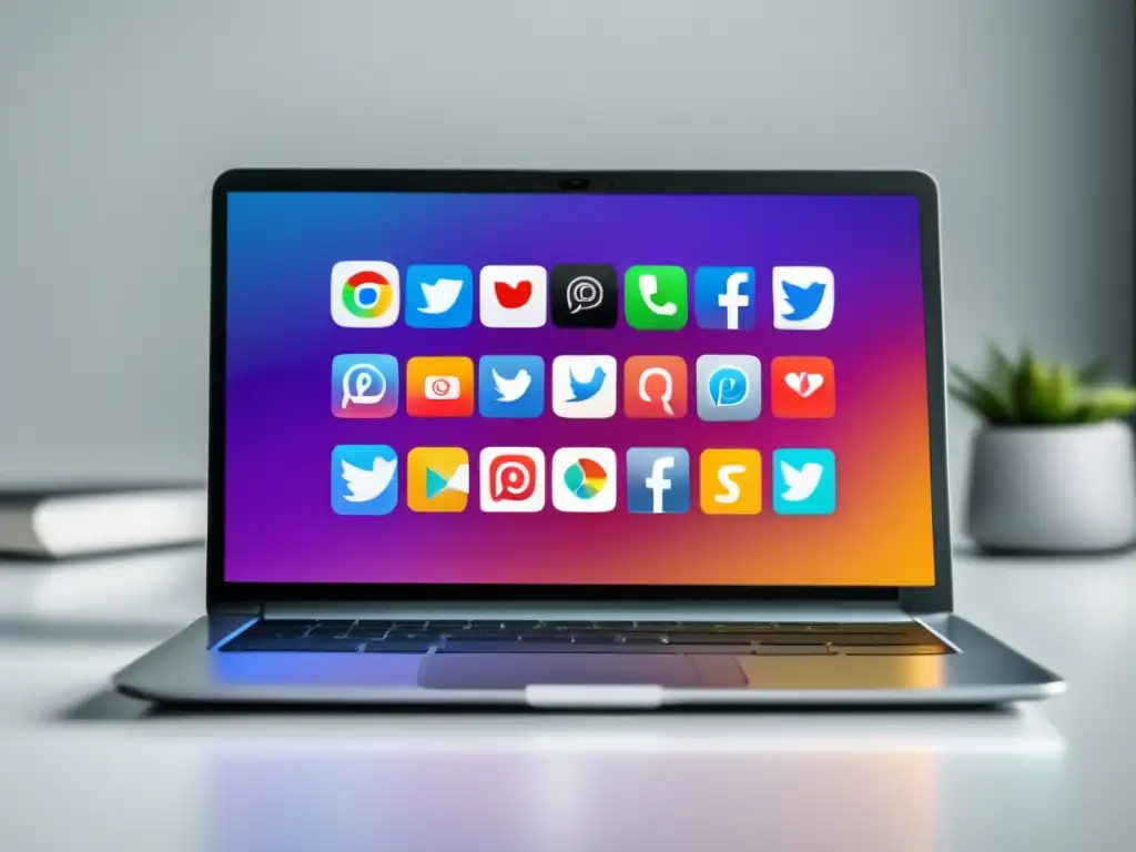 Laptop profesional con redes sociales y email Estrategias clave para el marketing de afiliados en redes sociales y email