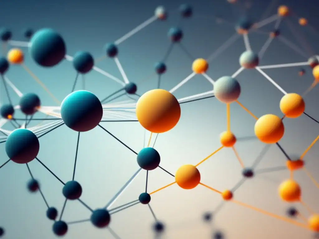Red de afiliados: diseño minimalista y moderno Diseño minimalista 8k: red de líneas y nodos que representan aspectos del marketing de afiliados, con colores vibrantes y tonos suaves