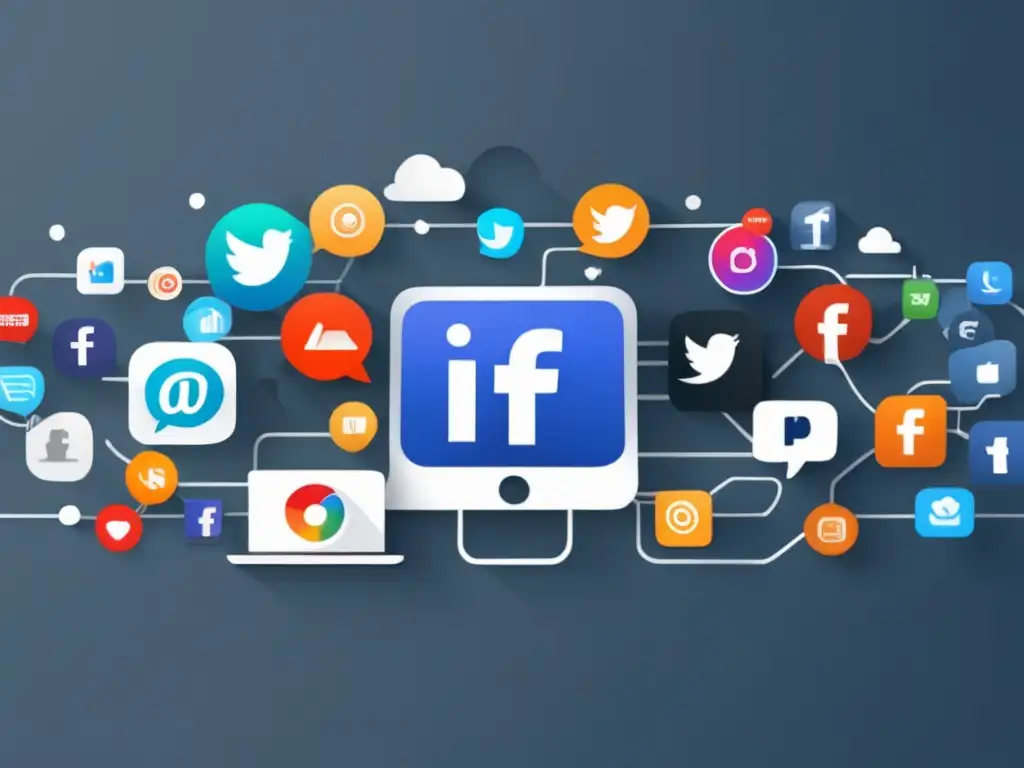 Redes sociales para estrategias de marketing de afiliados Diseño minimalista y vibrante con iconos de redes sociales para estrategias de contenido en marketing de afiliados