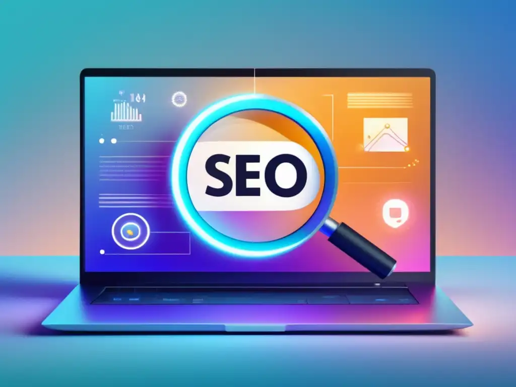 Laptop SEO avanzado y moderno Laptop minimalista con SEO para ganancias en marketing de afiliados