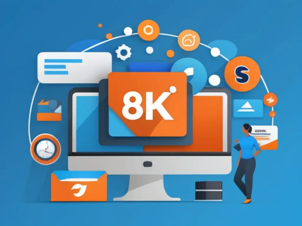 Diseño moderno y minimalista con logo vibrante SemRush Logo de SemRush y programa de afiliados: diseño minimalista, colores vibrantes y elementos representando aspectos clave del programa