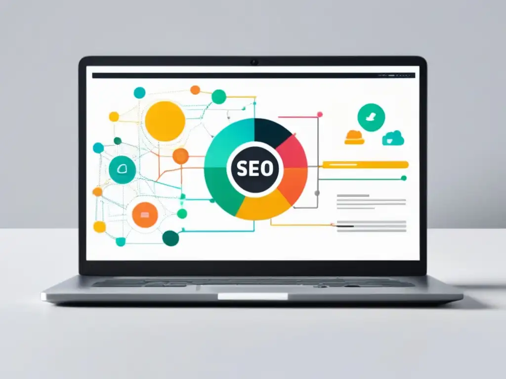 Laptop SEO: Estrategias visuales y minimalistas Imagen de laptop moderno con diseño elegante y estrategias de SEO para marketing de afiliados