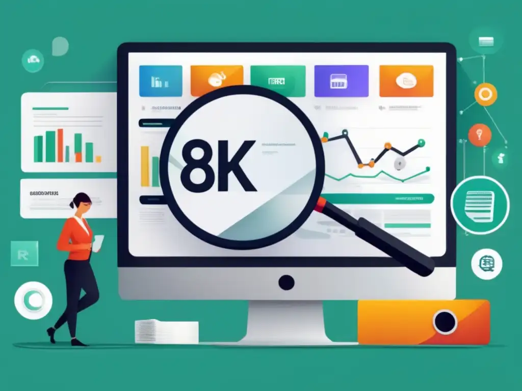 SEO en 8k: Estrategias clave para aumentar ingresos de afiliados Técnicas SEO para maximizar ingresos de afiliado en imagen 8k minimalista y moderna