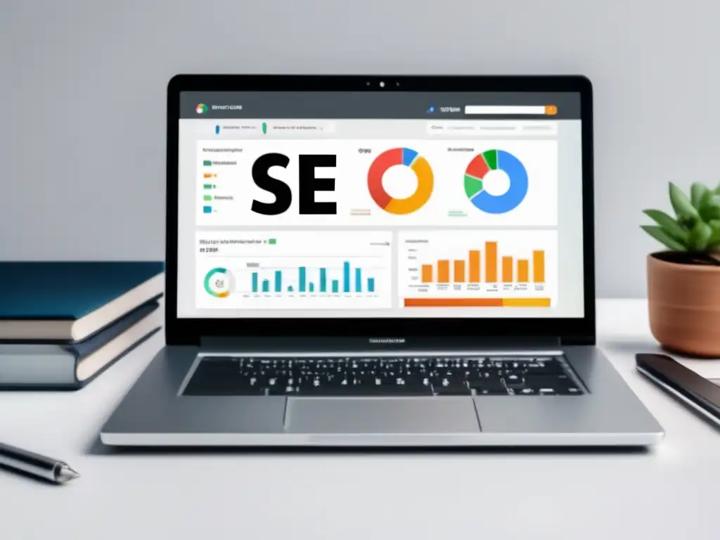 Herramientas SEO para maximizar ingresos Laptop con herramientas SEO y plugins en pantalla