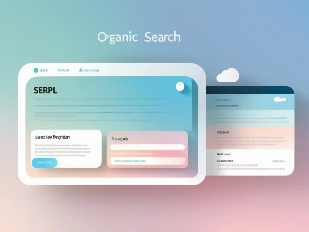 Diseño minimalista y moderno SERP Diseño minimalista y moderno de una página de resultados de búsqueda (SERP) con estrategias de SEO para marketing de afiliados