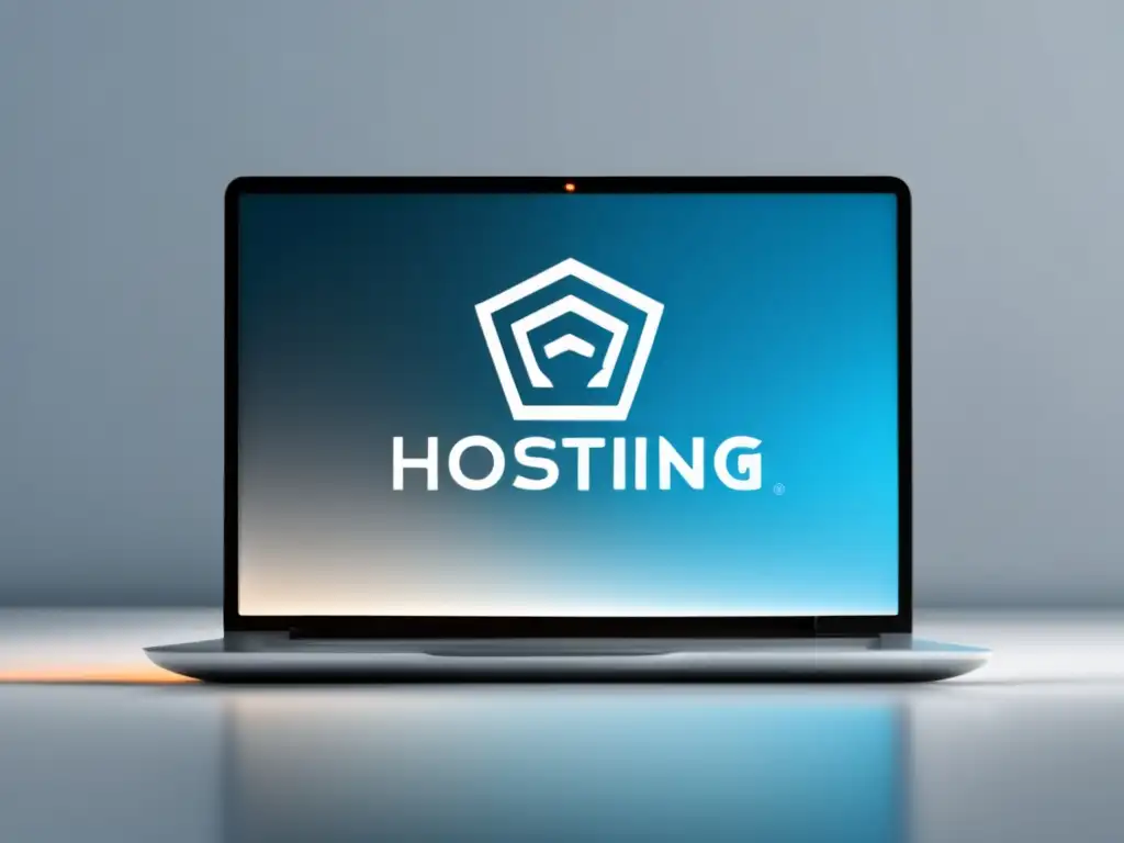 Laptop profesional con logo de hosting Laptop moderno con logo de plataforma de web hosting y programa de afiliados