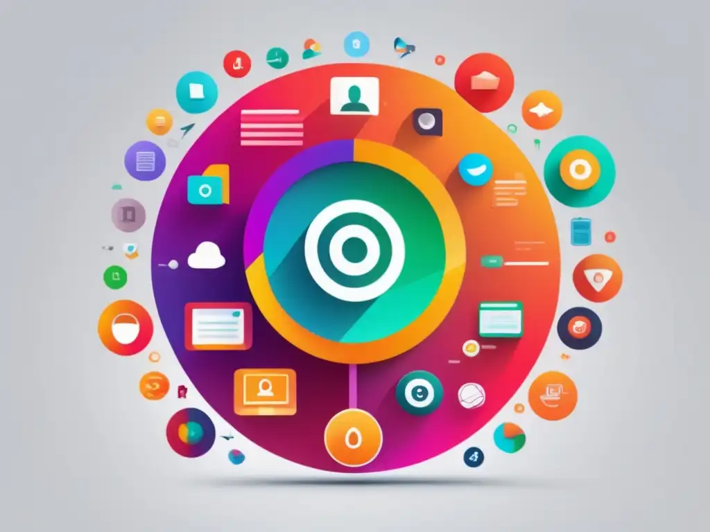 Diseño moderno con iconos de optimización de conversión Mejora conversiones en marketing de afiliados con diseño moderno, iconos interconectados y llamados a la acción eficaces