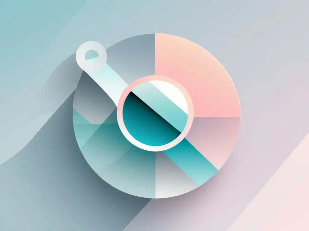 Imagen de diseño minimalista con icono de lupa rodeado de palabras clave sobre estrategias SEO y marketing de afiliados
