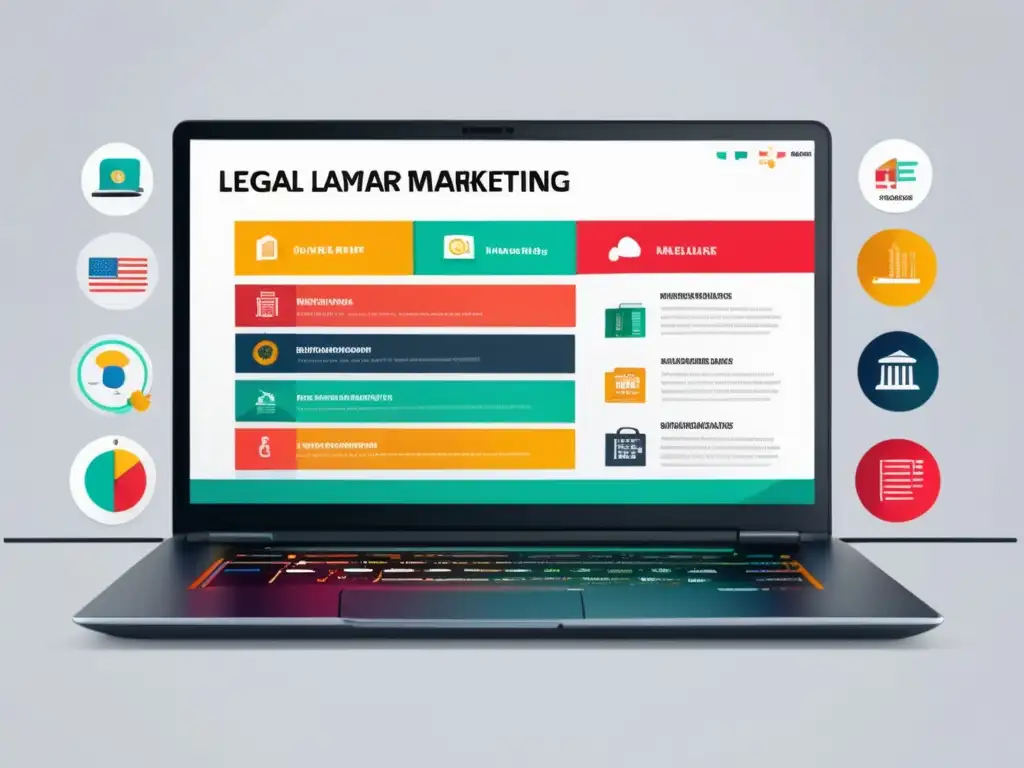 Laptop con infografía de leyes de marketing de afiliados Leyes y regulaciones actuales que afectan al marketing de afiliados