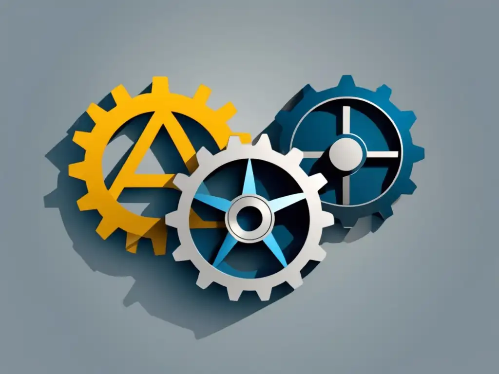 Gears interconectados de software Software de rastreo de afiliados con engranajes minimalistas y modernos
