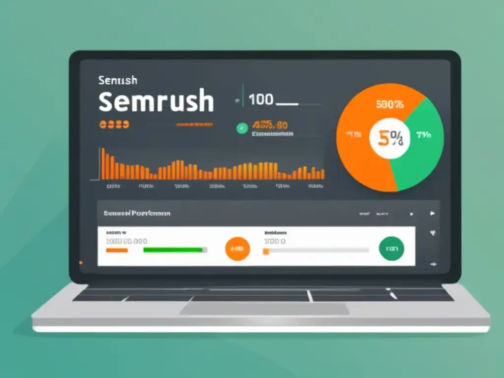 Panel de control del programa de afiliados SemRush Interfaz moderna del programa de afiliados de SemRush con estadísticas y gráficos