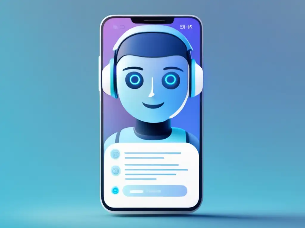 Interfaz moderna de chatbot en smartphone Interfaz chatbot 8k ultradetallada con IA para aumentar conversiones en marketing de afiliados