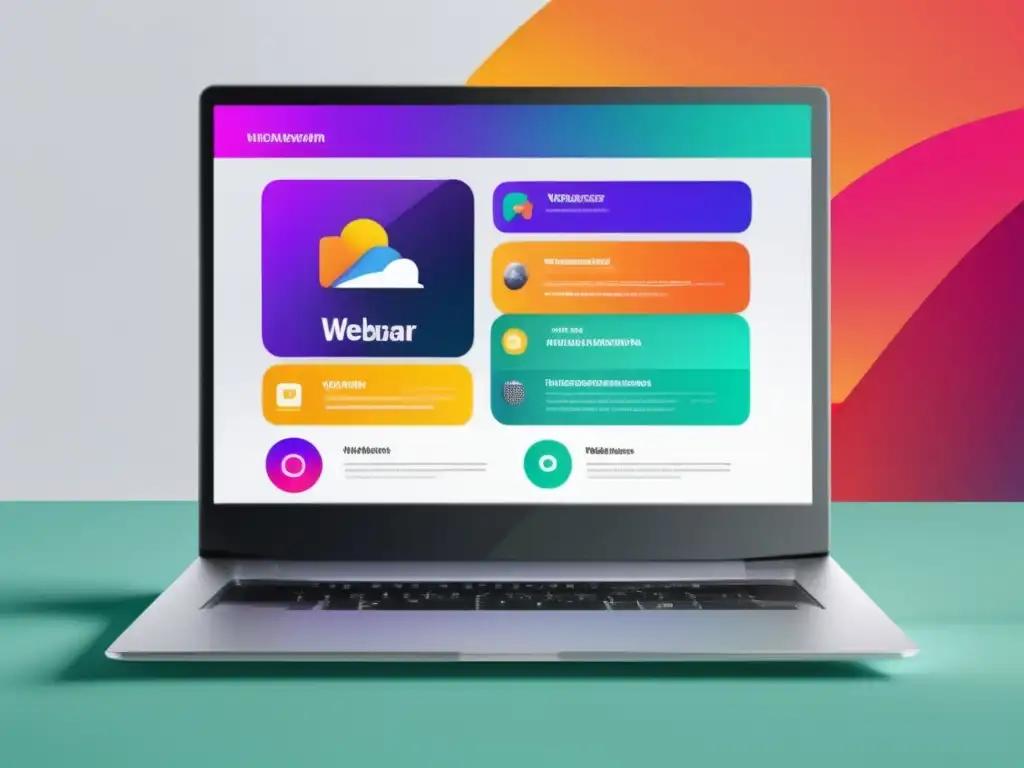 Herramientas de webinars para marketing de afiliados en un elegante diseño de laptop con pantalla 8K